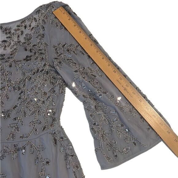 RAGA Icy Princes Gray Silver Beaded Sequined 3/4 Sleeves Dress Size M NWT - Picture 6 of 16